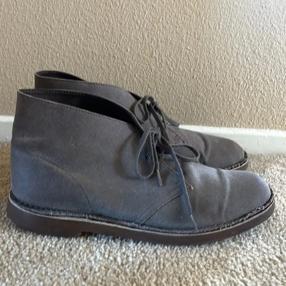 Clarks Original Desert Preppy Academia Neutral boots in gray canvas sz 13